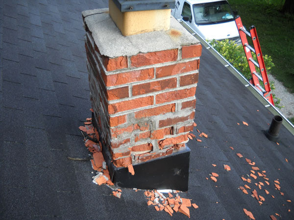 crumbling brick chimney