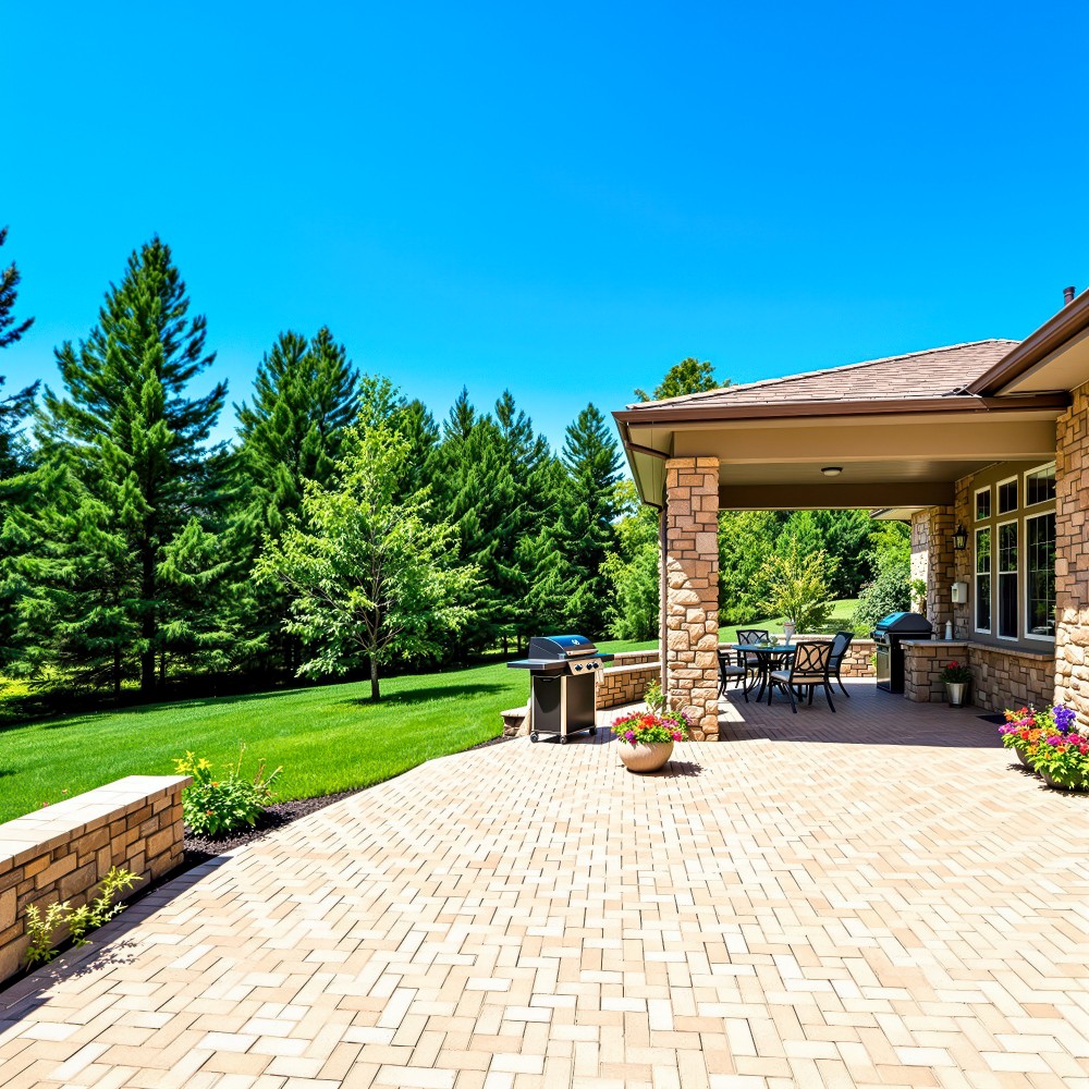 Brick Herringbone Pattern Patio