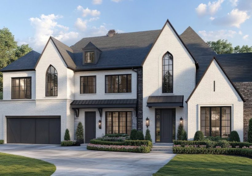 home exterior with decorative wash on brick